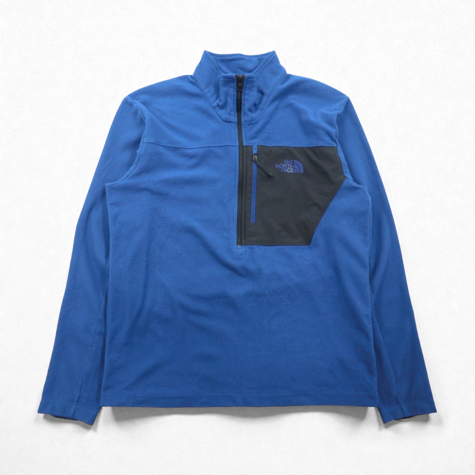 THE NORTH FACE ハーフジップ フリースジャケット M ブルー 胸ポケット プルオーバー US規格
