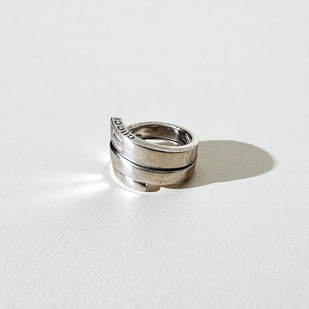 GUCCI スパイラル スネーク リング 指輪 9号 シルバー Gロゴ SILVER 925 イタリア製