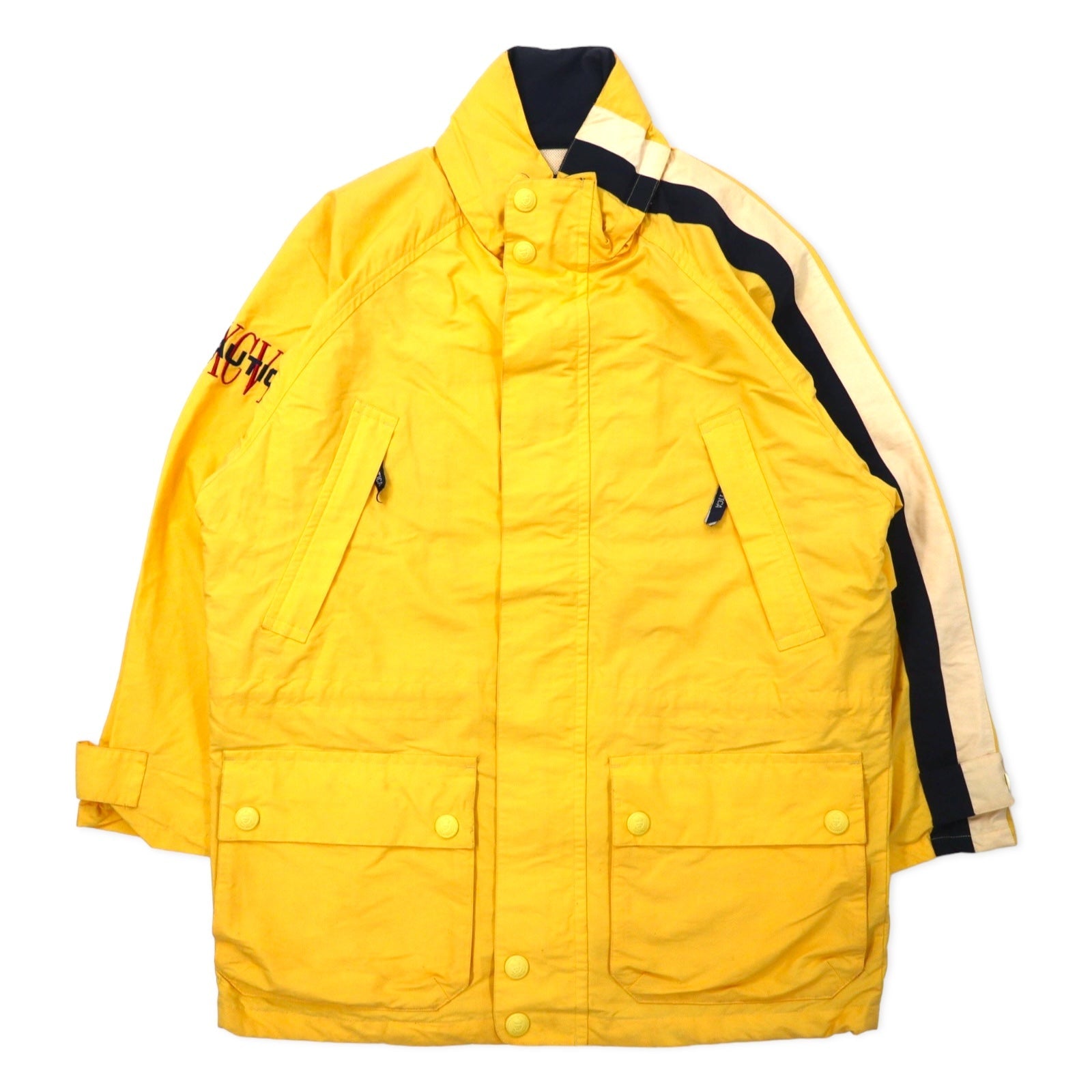 nautica Giacca a vela anni '90, taglia M, gialla, cotone-nylon, cappuccio riponibile, coulisse