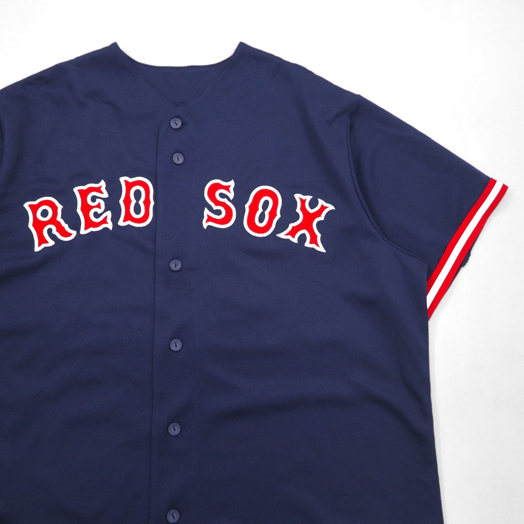 majestic 90年代 MLB ベースボールシャツ XL ネイビー ポリエステル RED SOX ナンバリング