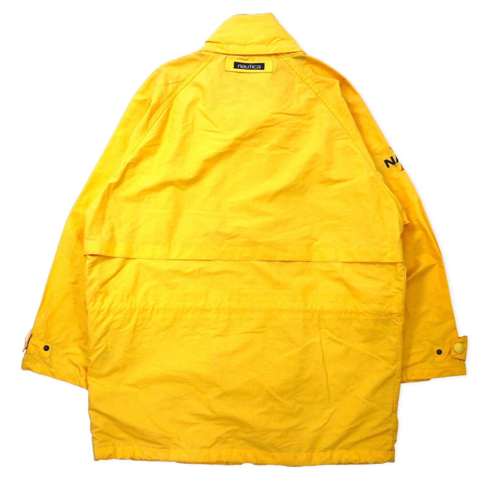 nautica Giacca a vela anni '90, taglia M, gialla, cotone-nylon, cappuccio riponibile, coulisse
