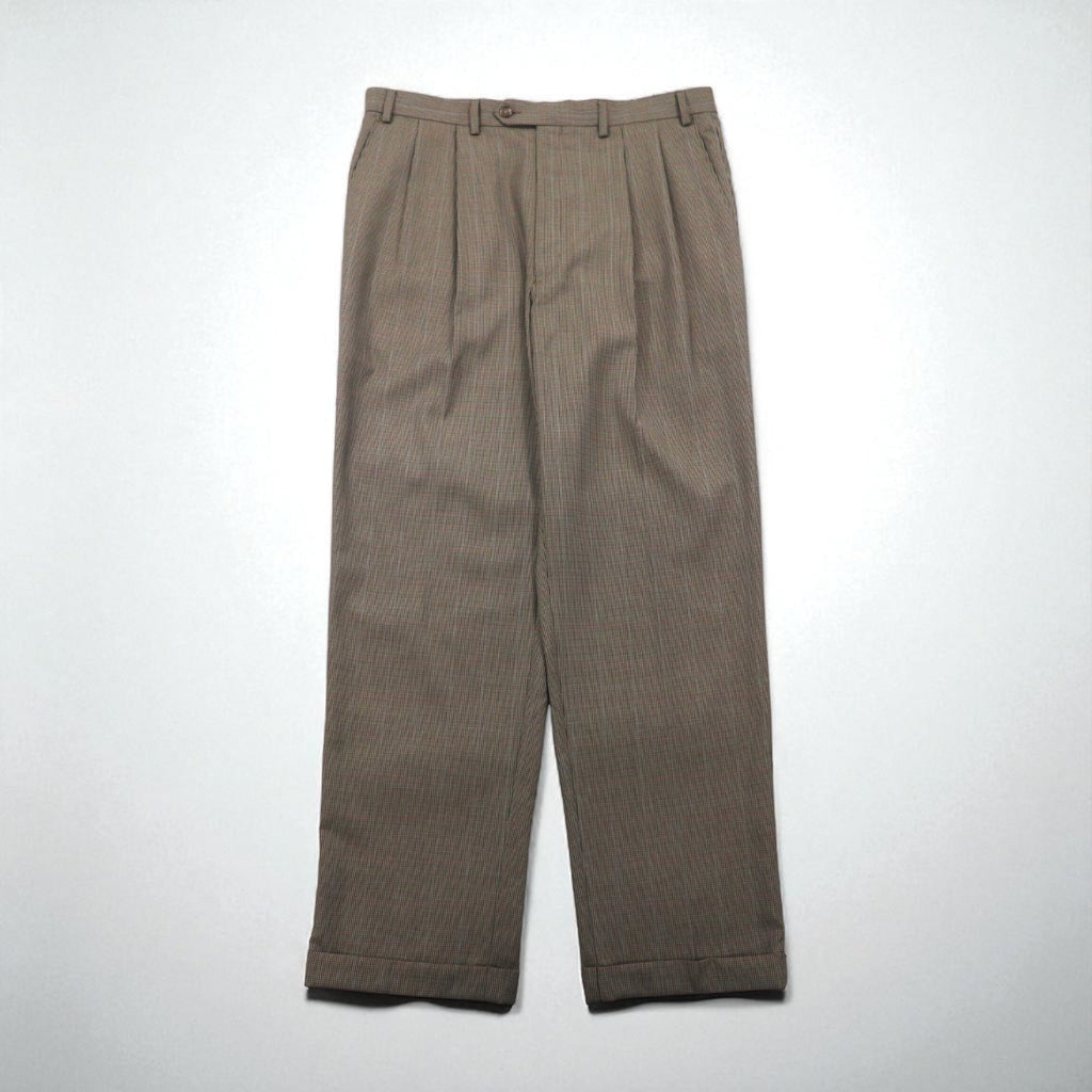 Ralph Lauren 90年代 2タック ワイド スラックスパンツ L チェック プリーツ