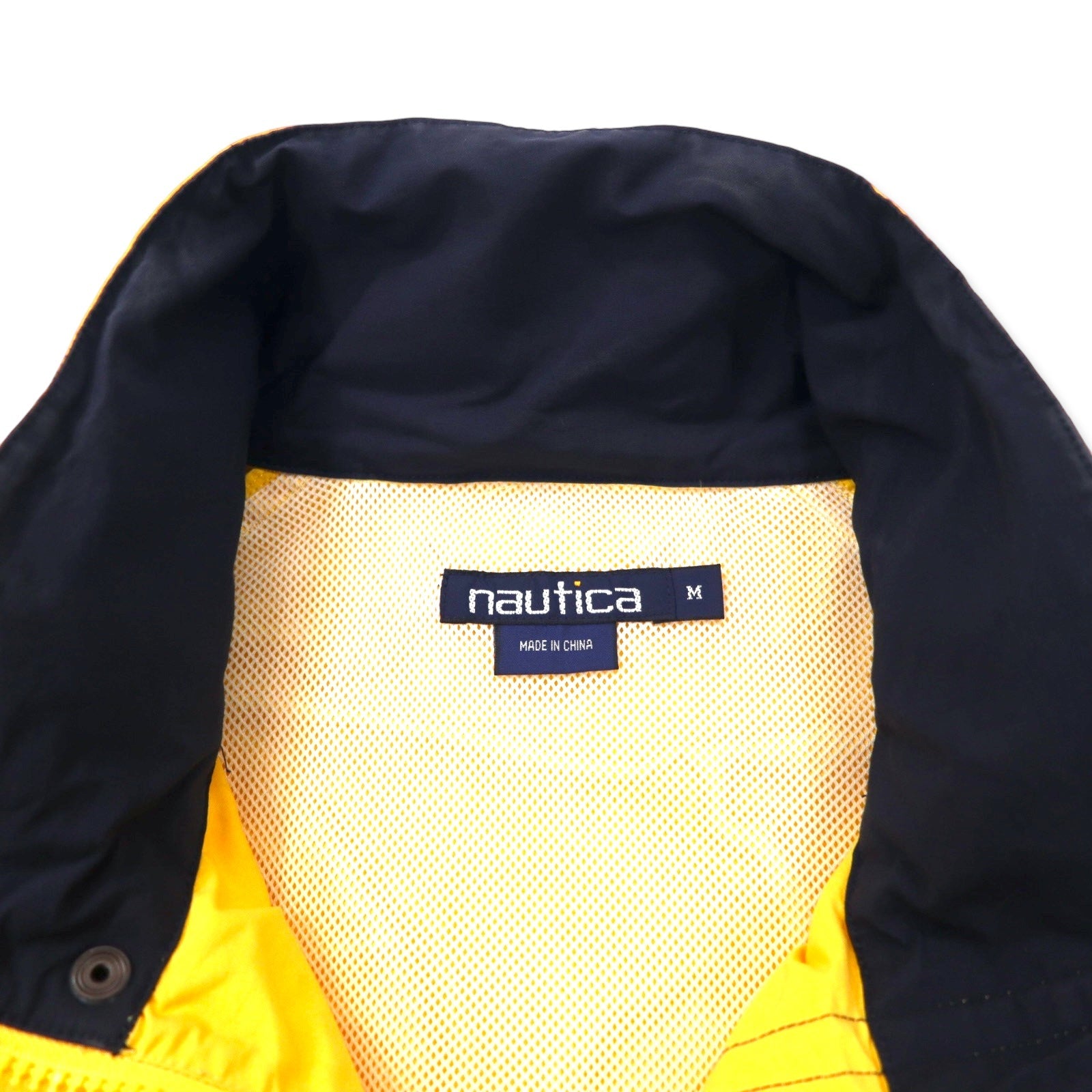 nautica Giacca a vela anni '90, taglia M, gialla, cotone-nylon, cappuccio riponibile, coulisse