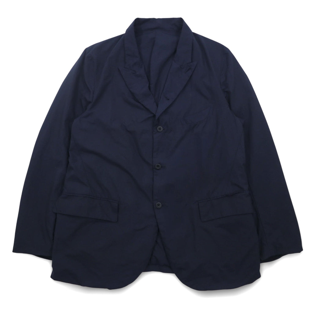 Completo TEATORA DEVICE JKT / WALLET PANTS taglia L, colore blu navy, in nylon PACKABLE, modelli TT-004-P / TT-203-P, Made in Japan.