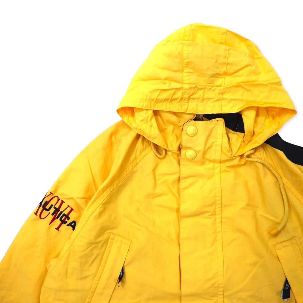 nautica Giacca a vela anni '90, taglia M, gialla, cotone-nylon, cappuccio riponibile, coulisse