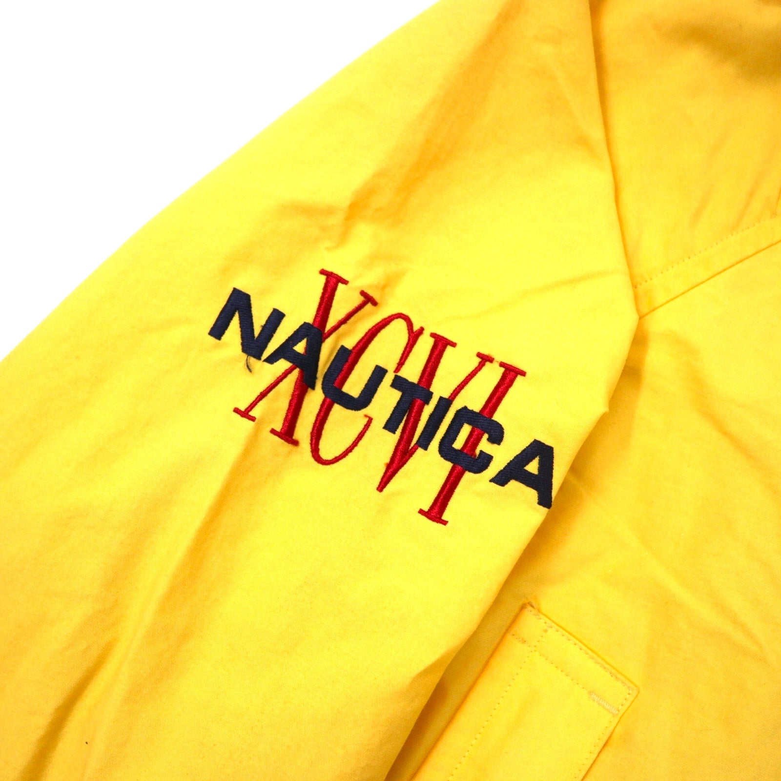 nautica Giacca a vela anni '90, taglia M, gialla, cotone-nylon, cappuccio riponibile, coulisse