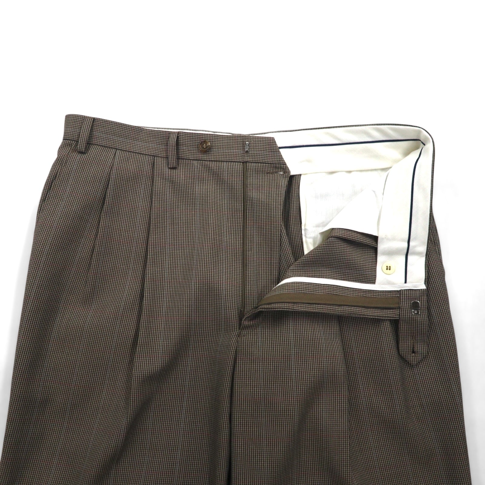Ralph Lauren 90年代 2タック ワイド スラックスパンツ L チェック プリーツ