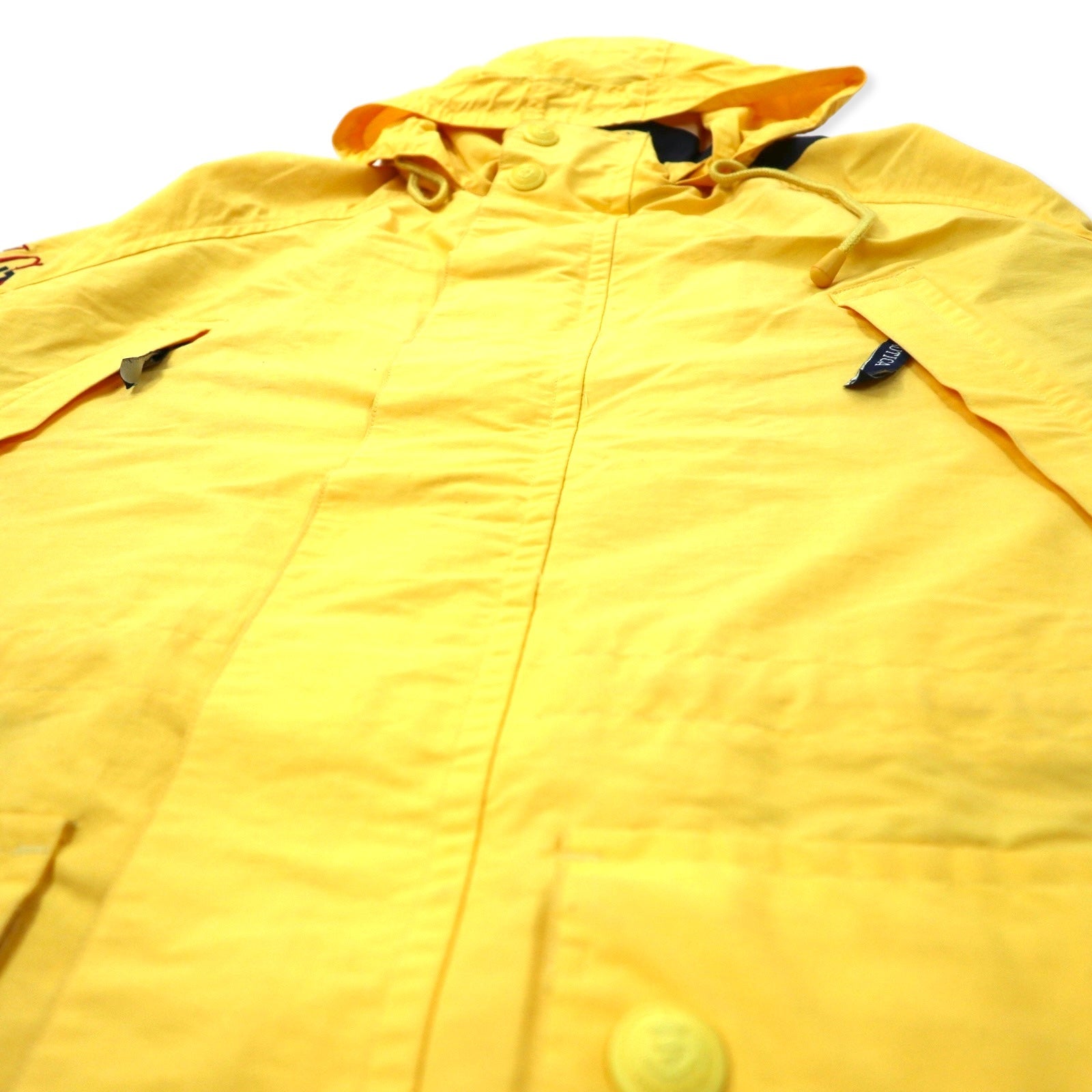 nautica Giacca a vela anni '90, taglia M, gialla, cotone-nylon, cappuccio riponibile, coulisse