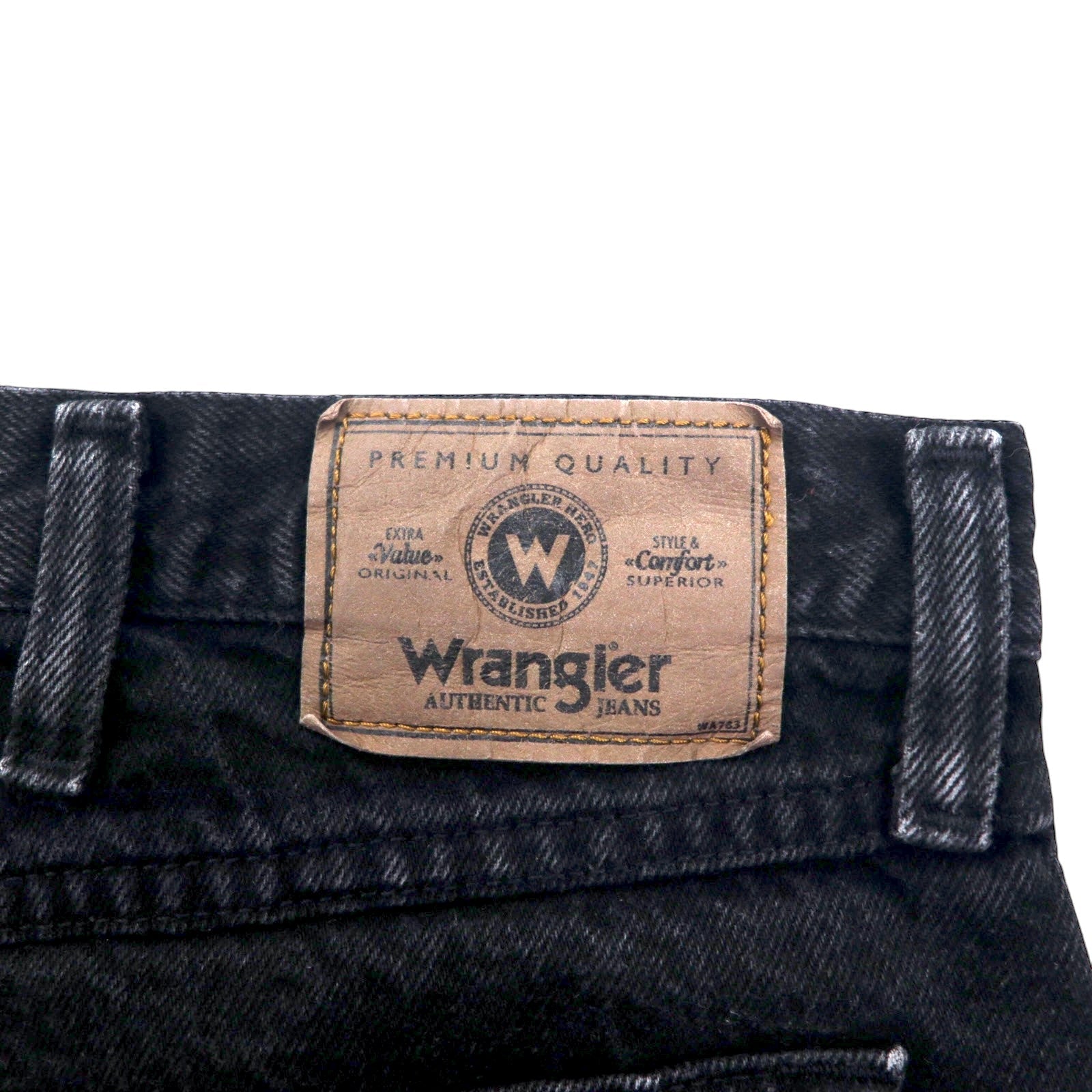 Wrangler anni '90, jeans neri a gamba larga, taglia 40, neri in cotone, modello 96501CB, made in Costa Rica