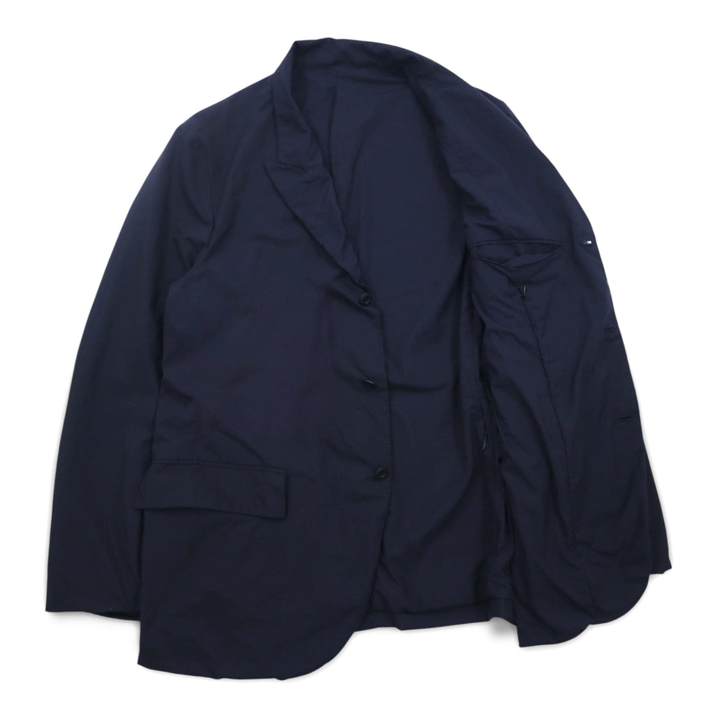 Completo TEATORA DEVICE JKT / WALLET PANTS taglia L, colore blu navy, in nylon PACKABLE, modelli TT-004-P / TT-203-P, Made in Japan.