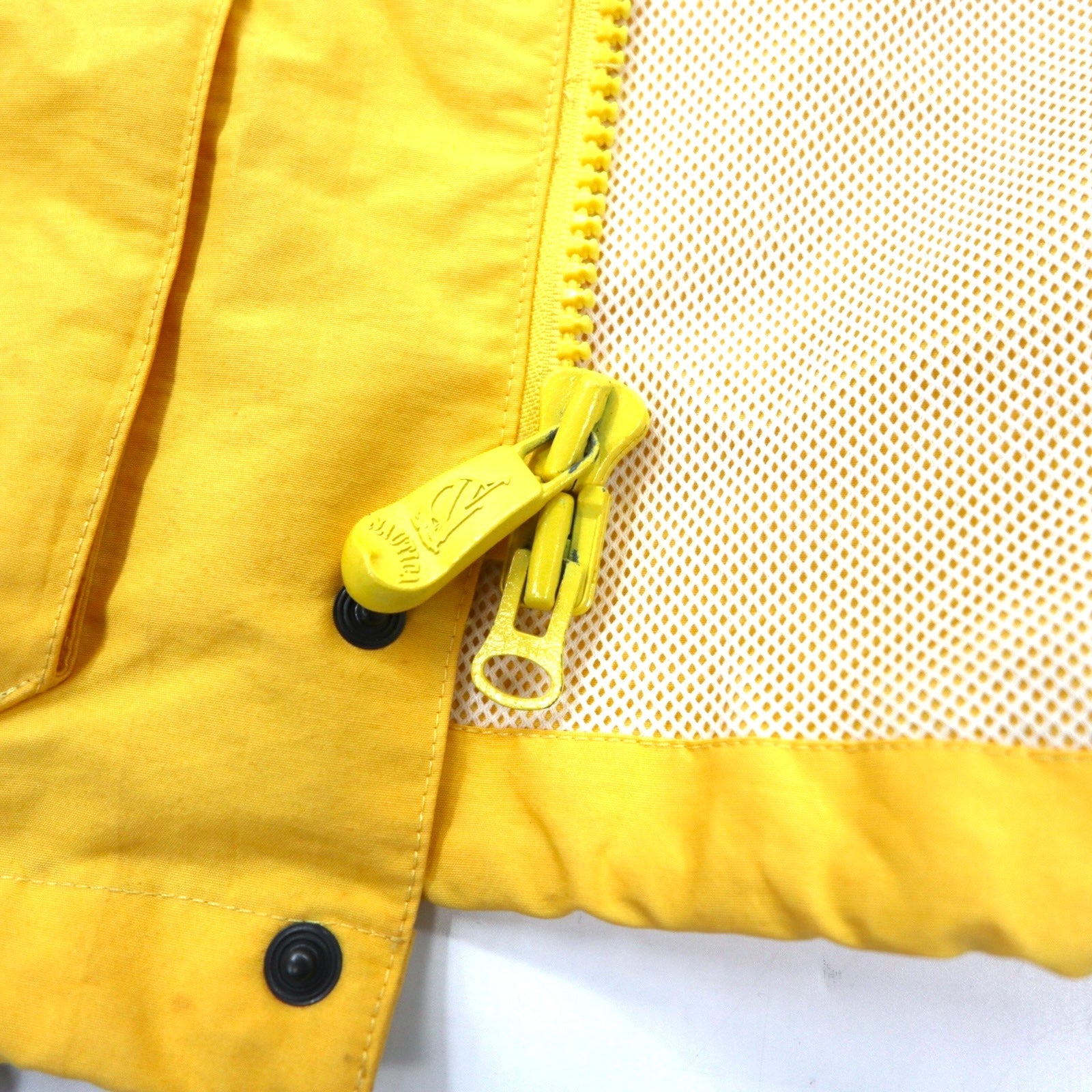 nautica Giacca a vela anni '90, taglia M, gialla, cotone-nylon, cappuccio riponibile, coulisse