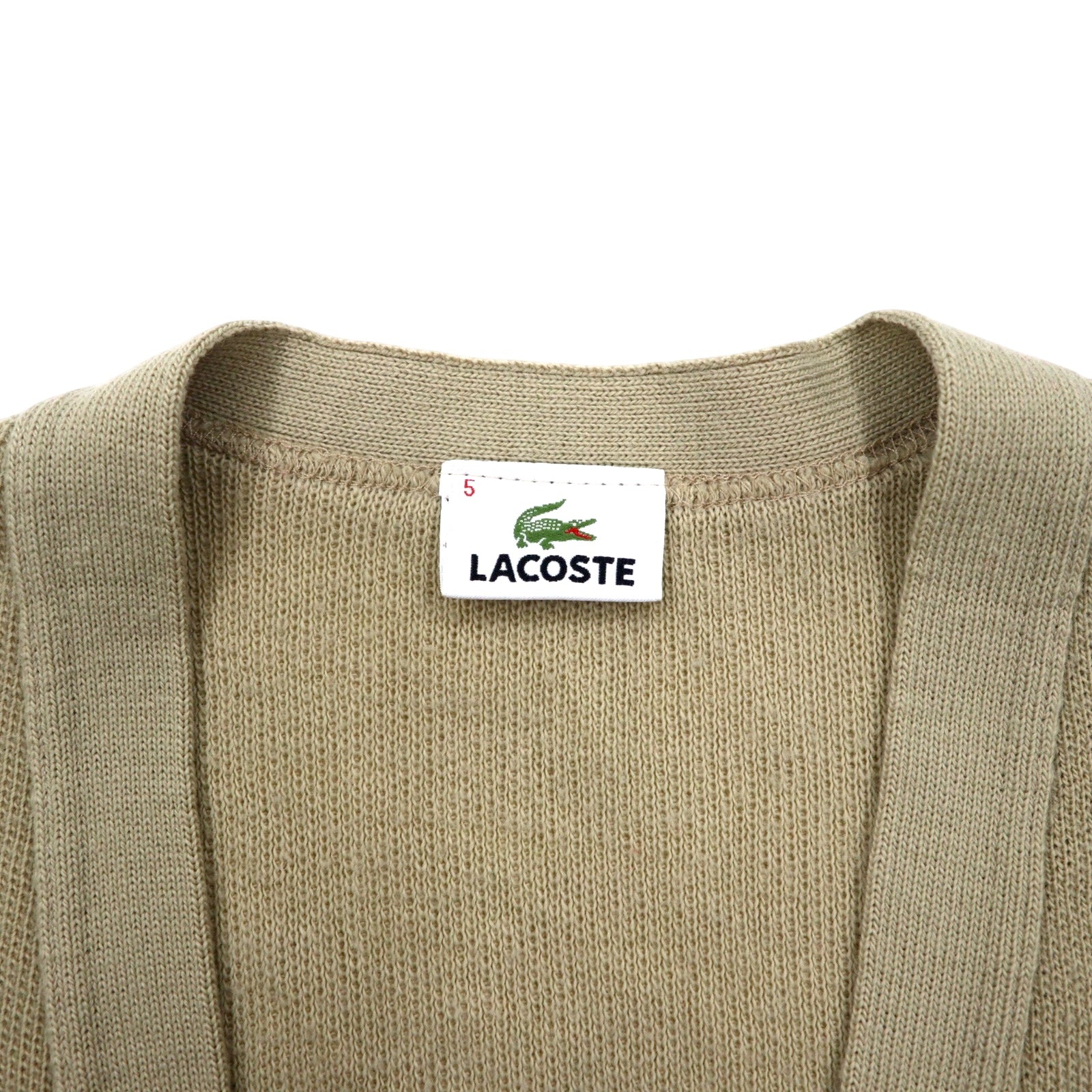 LACOSTE Cardigan in maglia XL Beige Lana Logo ricamato