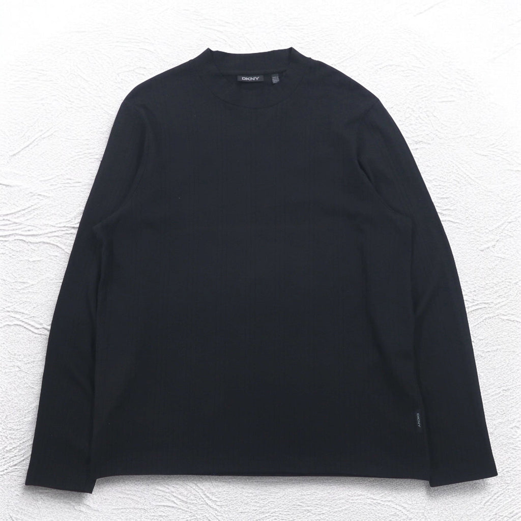 DKNY Dolcevita T-shirt a maniche lunghe, L, nero, cotone