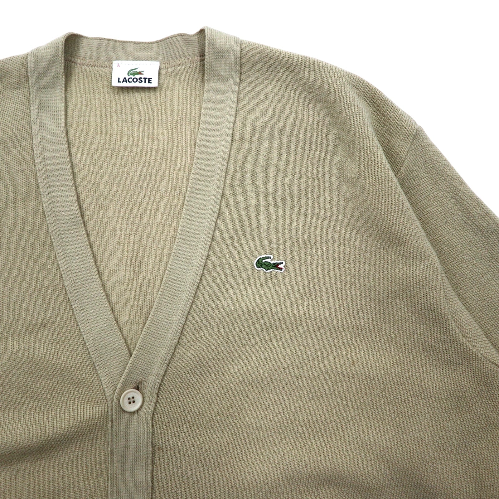 LACOSTE Cardigan in maglia XL Beige Lana Logo ricamato