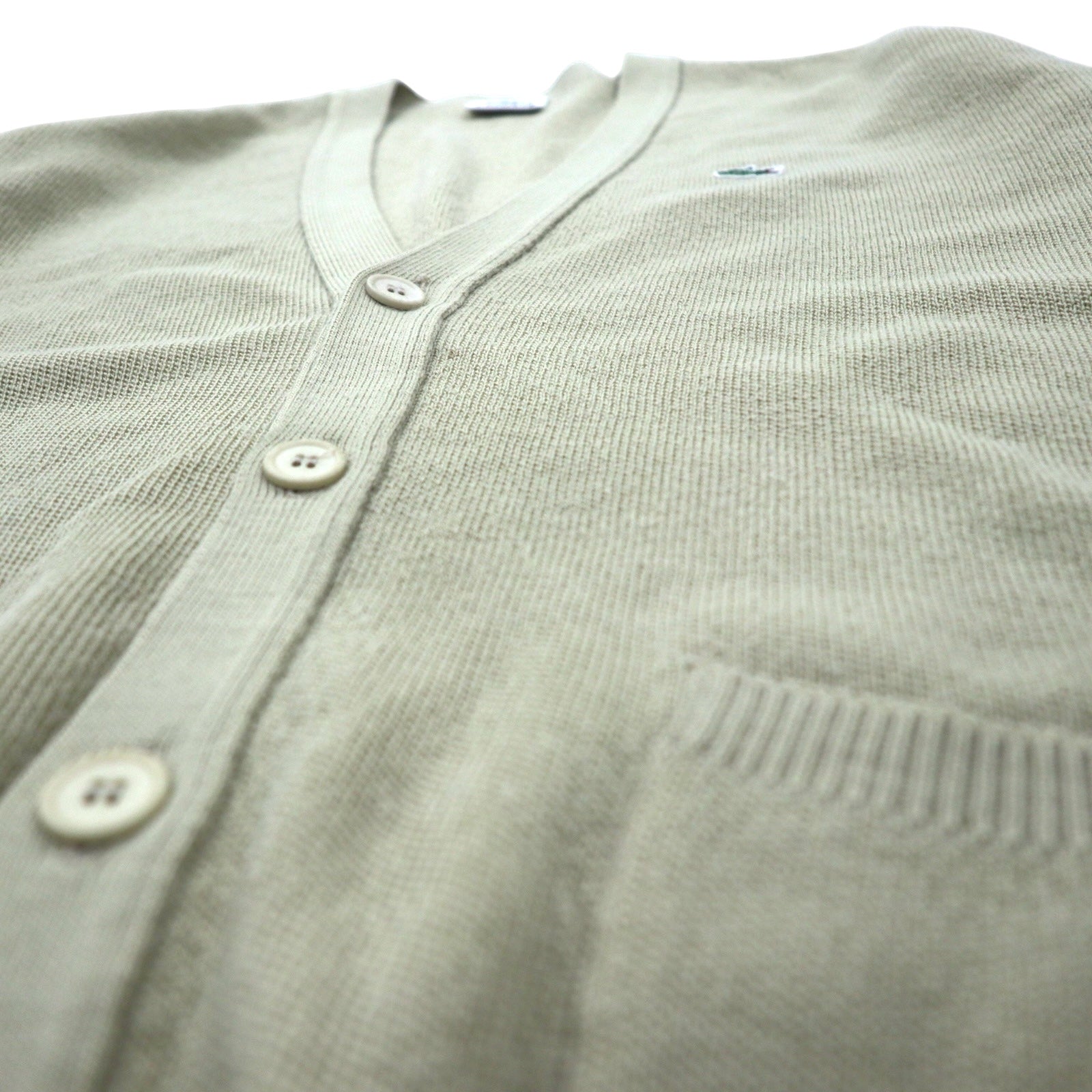 LACOSTE Cardigan in maglia XL Beige Lana Logo ricamato