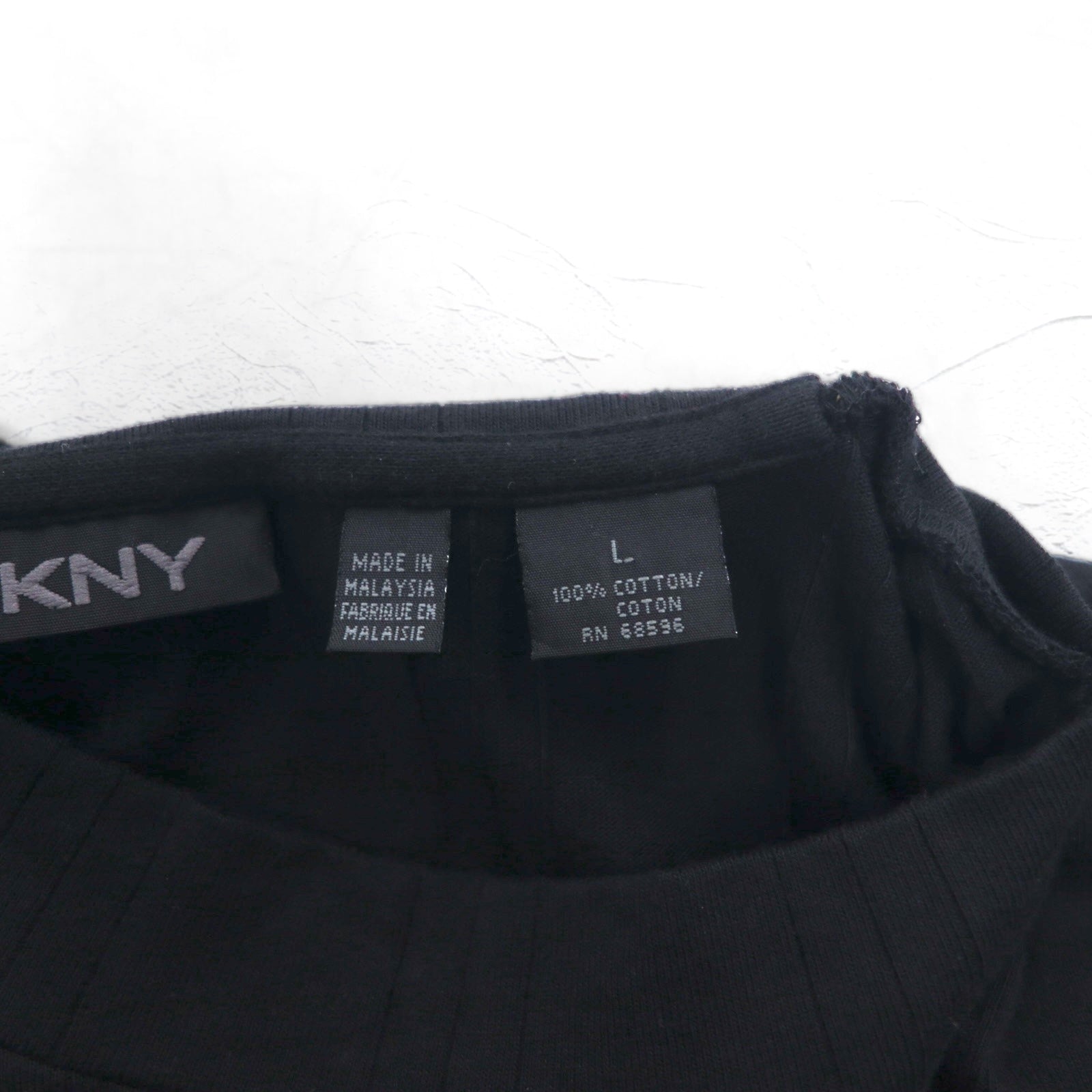 DKNY Dolcevita T-shirt a maniche lunghe, L, nero, cotone