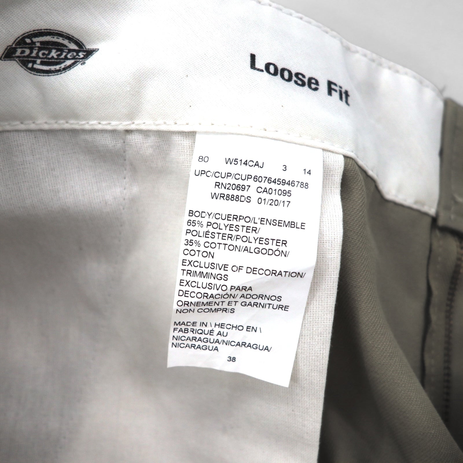 Dickies Loose Fit Chino Cargo Shorts Pantaloncini XL Beige WR888DS Made in Nicaragua