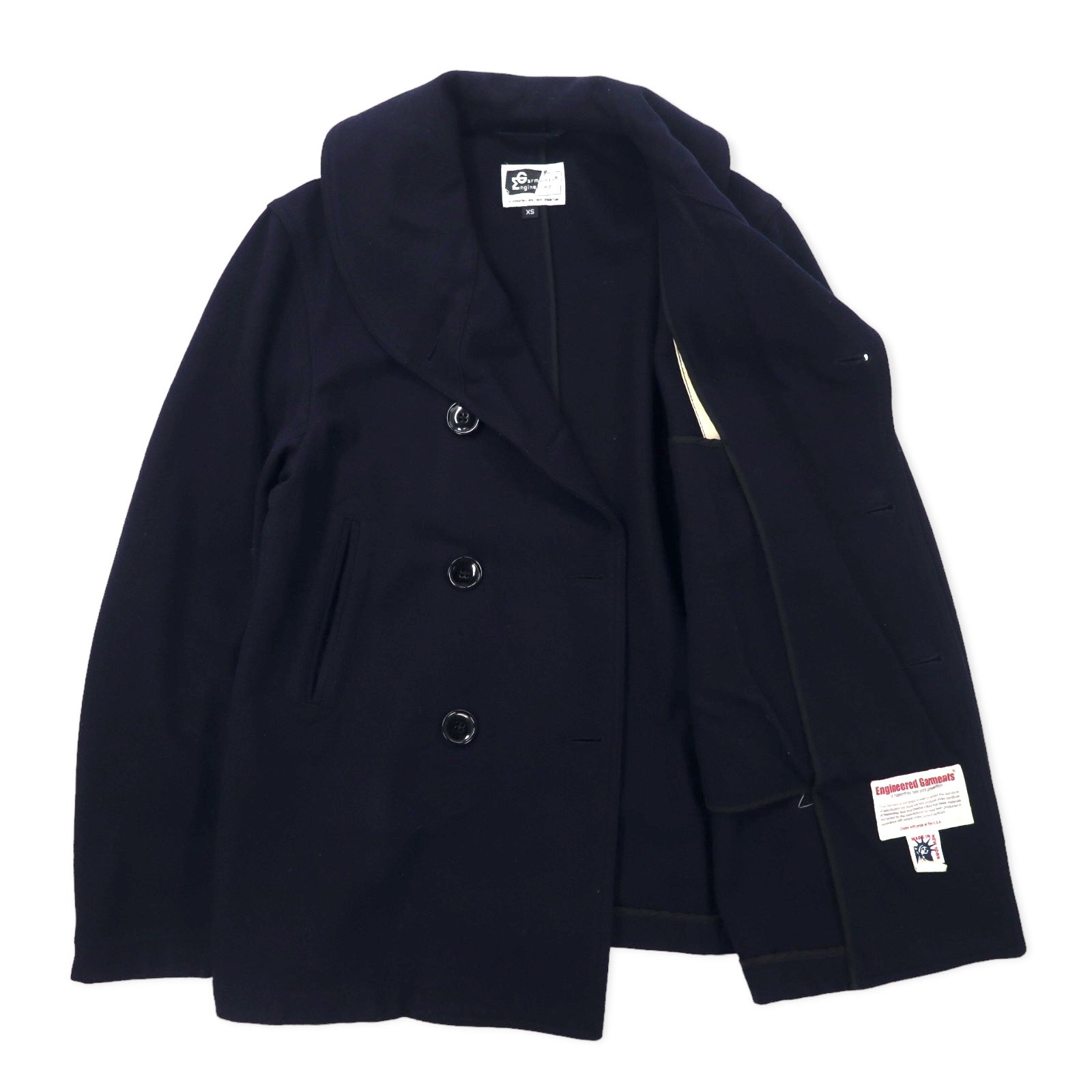 Engineered Garments USA Oversize Melton Peacoat XS Blu navy Lana