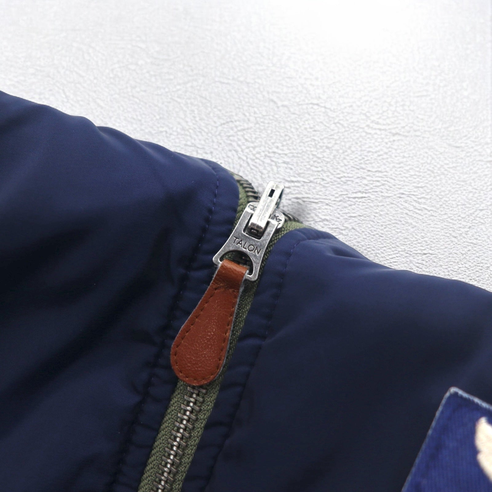 POLO RALPH LAUREN Giacca da volo MA-1 reversibile L cachi navy poliestere toppa piccola ricamo pony cerniera TALON