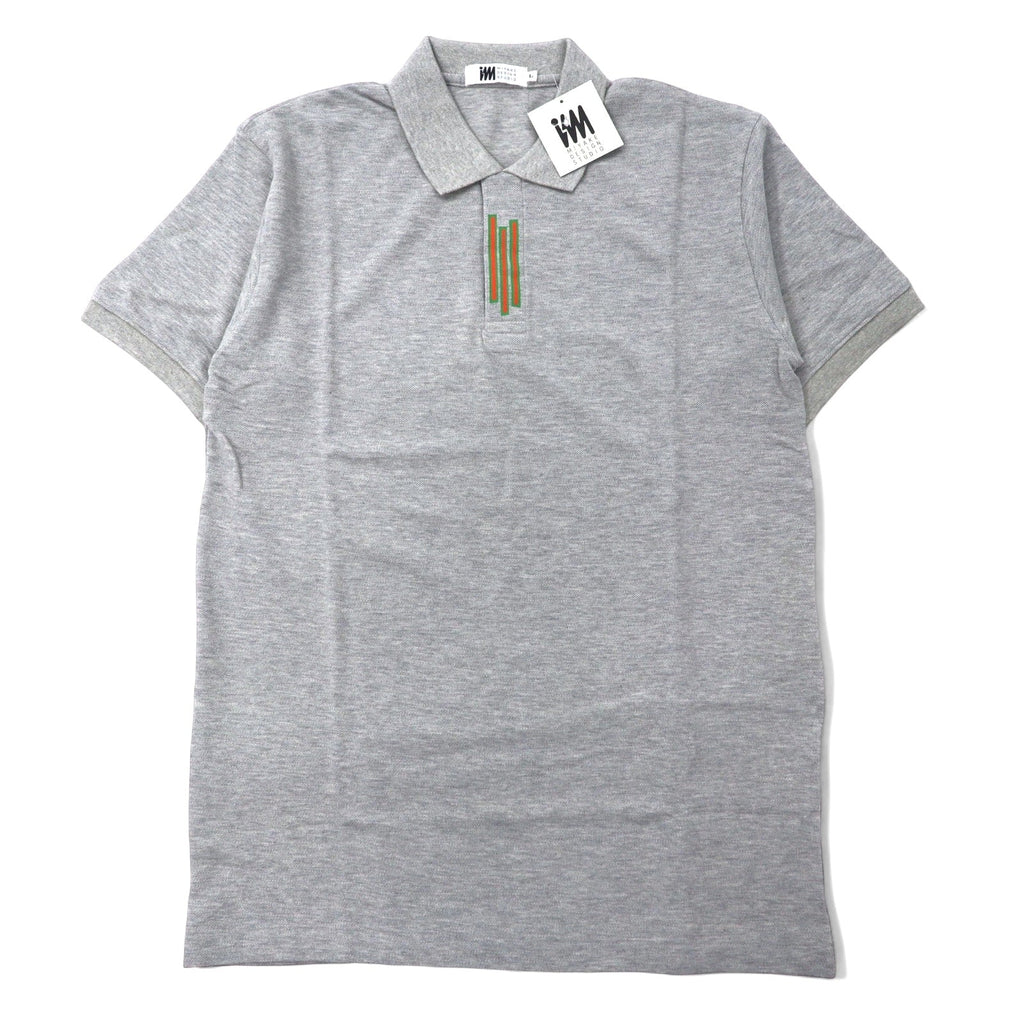 im MIYAKE DESIGN STUDIO (issey miyake) Anni '80 Polo L Grigia Cotone Piqué Made in Japan Nuova