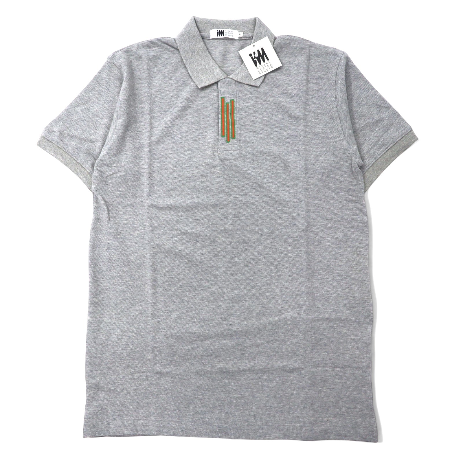 im MIYAKE DESIGN STUDIO (issey miyake) Anni '80 Polo L Grigia Cotone Piqué Made in Japan Nuova