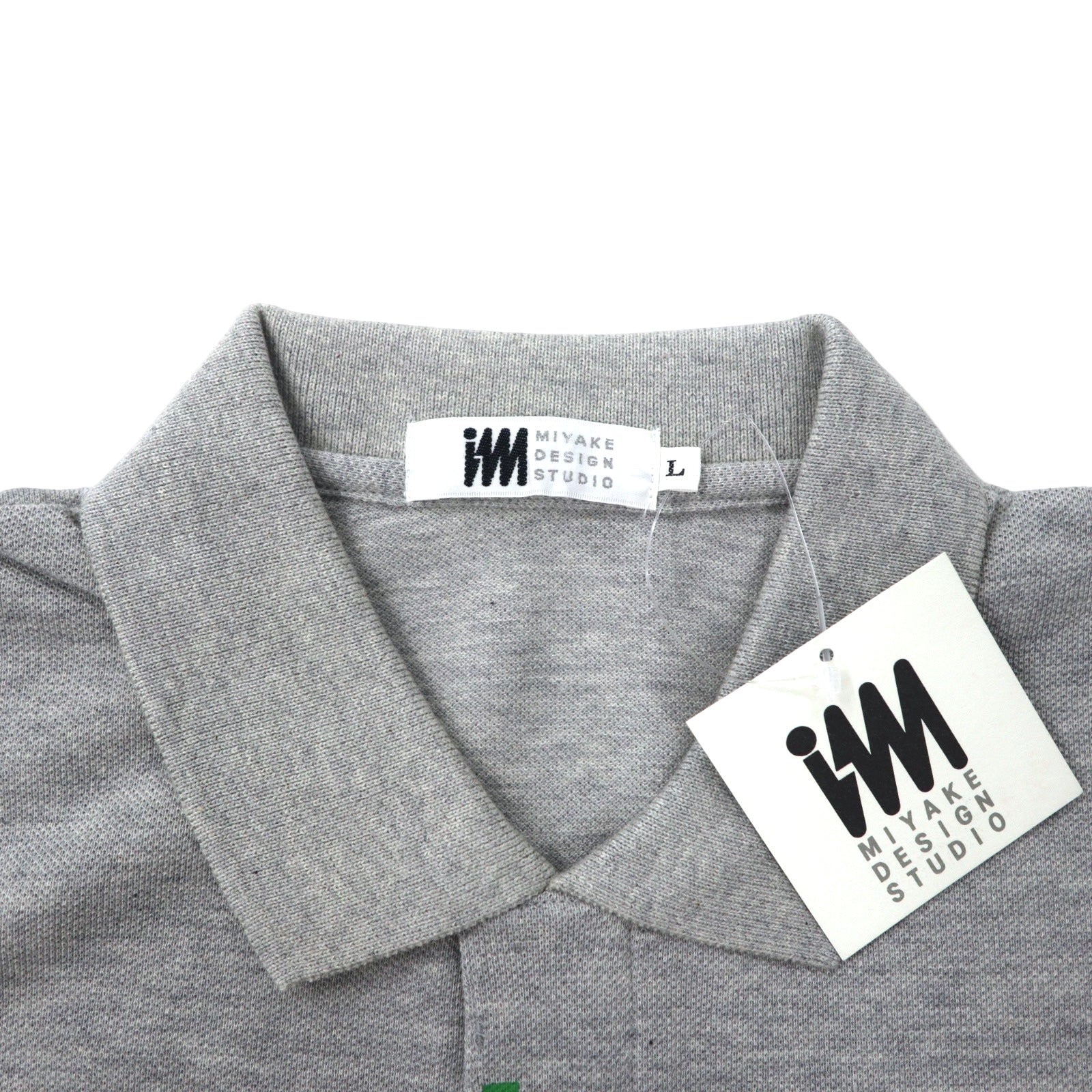 im MIYAKE DESIGN STUDIO (issey miyake) Anni '80 Polo L Grigia Cotone Piqué Made in Japan Nuova