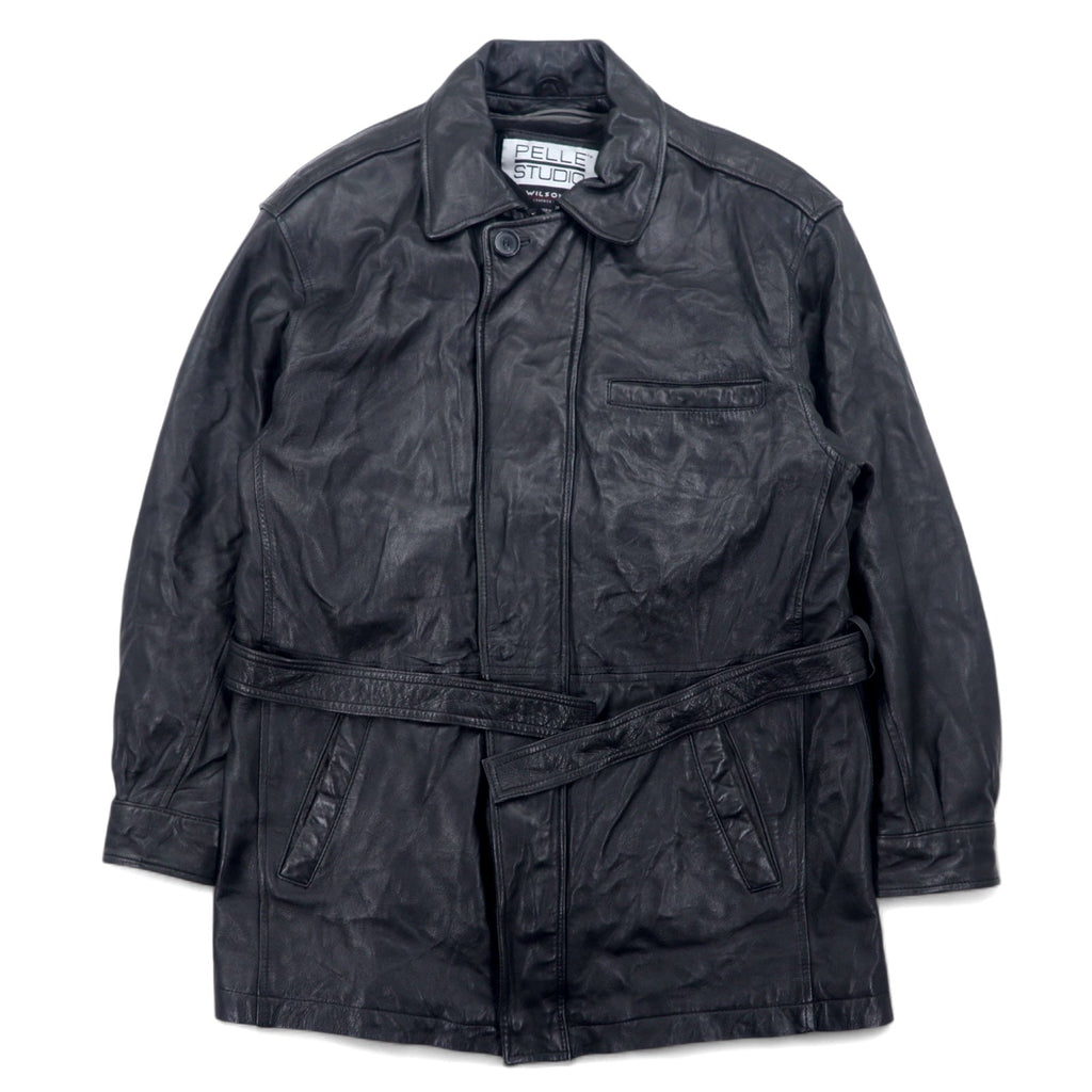 90年代 PELLE STUDIO ( WILSONS ) Thinsulate 中綿 レザーコート カーコート M ブラック レザー ライナー着脱式