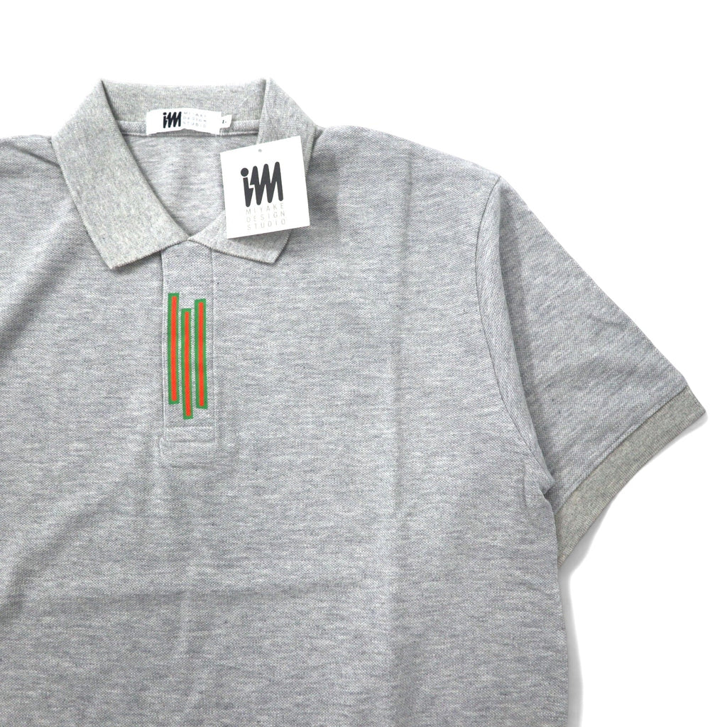 im MIYAKE DESIGN STUDIO (issey miyake) Anni '80 Polo L Grigia Cotone Piqué Made in Japan Nuova
