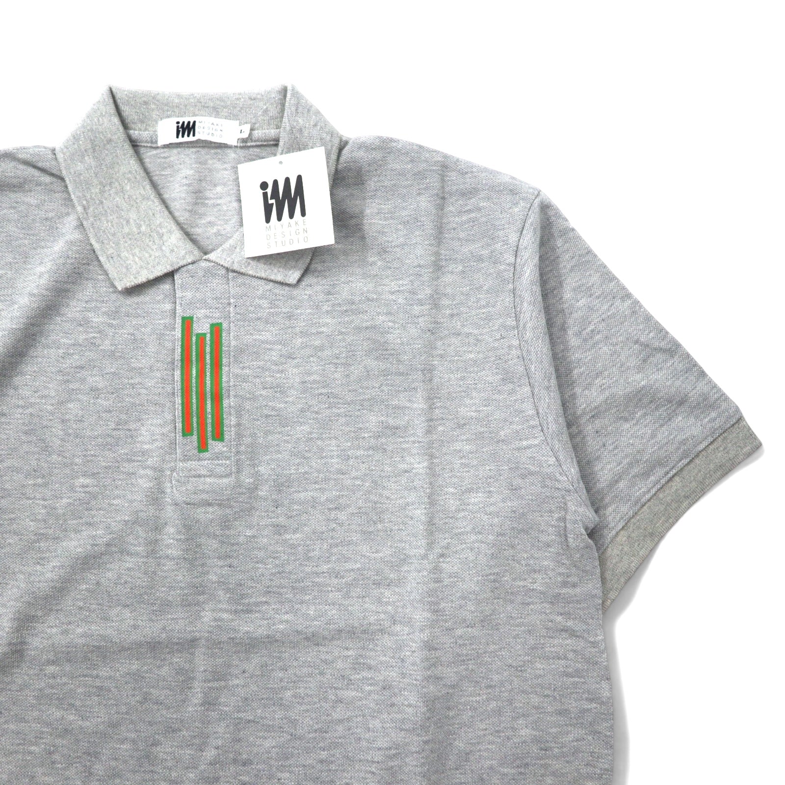 im MIYAKE DESIGN STUDIO (issey miyake) Anni '80 Polo L Grigia Cotone Piqué Made in Japan Nuova
