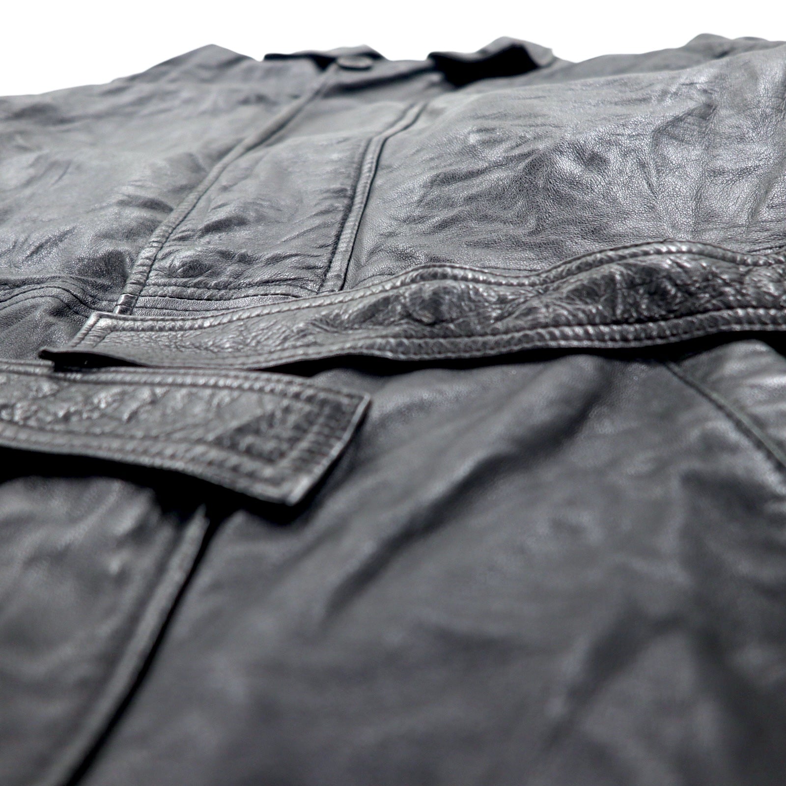 Anni '90 PELLE STUDIO (WILSONS) Thinsulate Cappotto in pelle imbottito Car Coat M Nero Pelle Fodera rimovibile