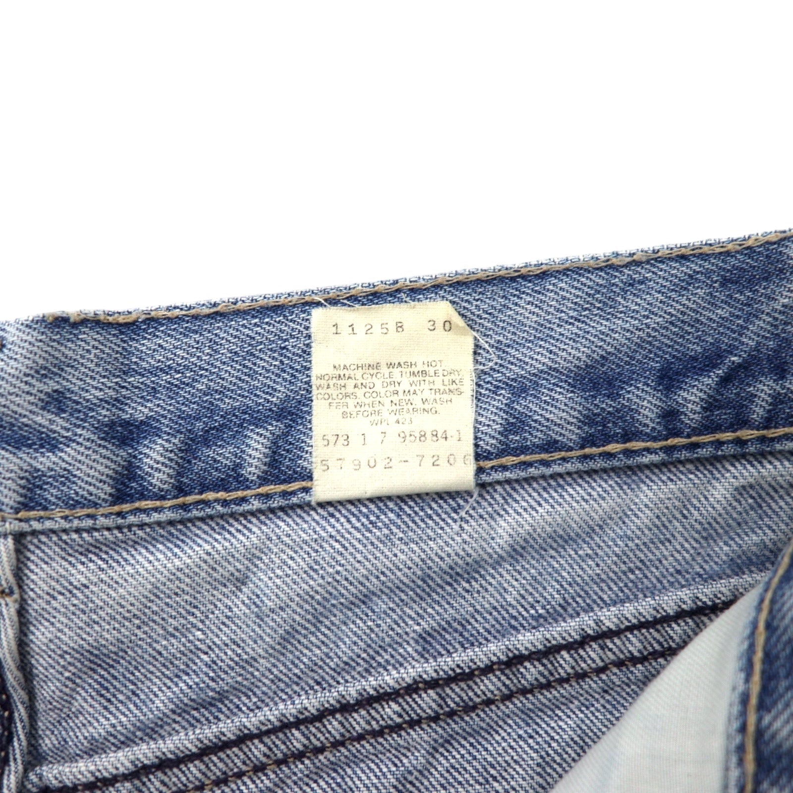 Levi's Made in USA anni '80 Jeans a vita alta affusolati in denim 11 blu ice wash cotone bottone sul retro 573 linguetta bianca 57902-7206