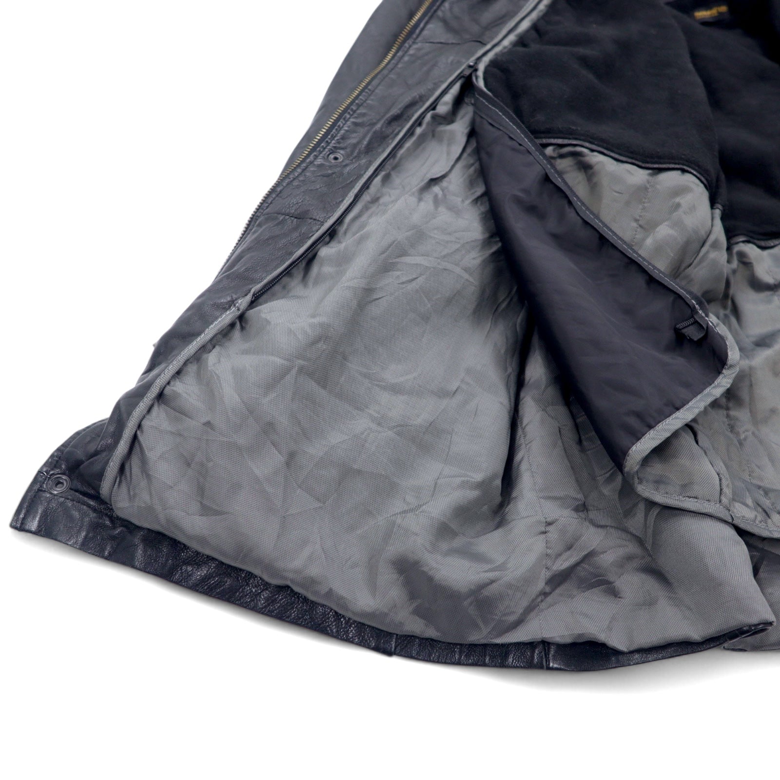 Anni '90 PELLE STUDIO (WILSONS) Thinsulate Cappotto in pelle imbottito Car Coat M Nero Pelle Fodera rimovibile