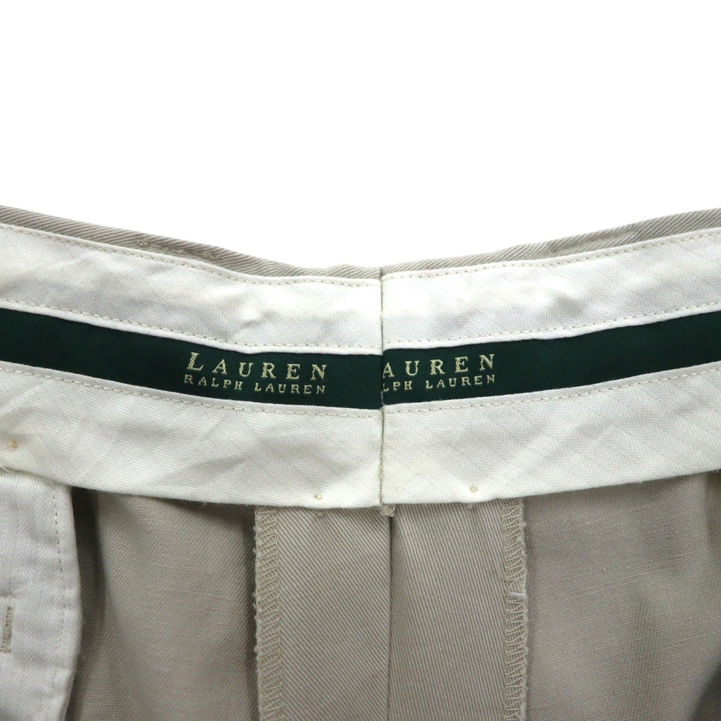 LAUREN RALPH LAUREN 90年代 2タック ワイド チノパンツ ワークパンツ L ベージュ プリーツ ダブルカフス