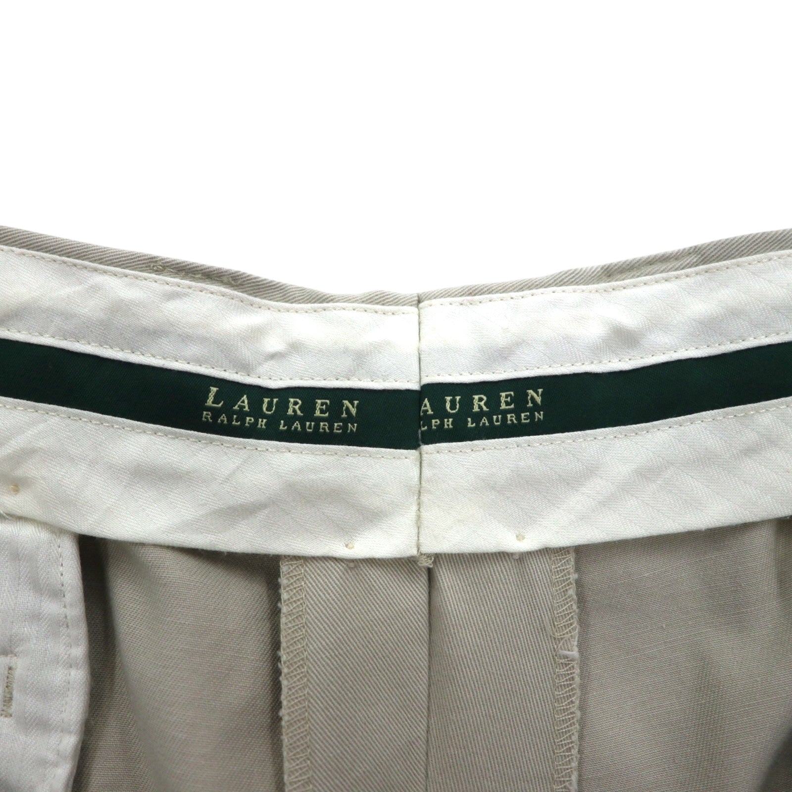 LAUREN RALPH LAUREN 90年代 2タック ワイド チノパンツ ワークパンツ L ベージュ プリーツ ダブルカフス