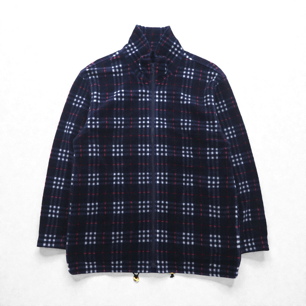 BURBERRY ノバチェック フルジップ フリースジャケット L ネイビー ドローコード