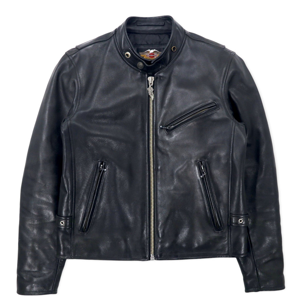 HARLEY DAVIDSON Giacca in pelle da motociclista singola M Nera Pelle bovina Fodera trapuntata 40192