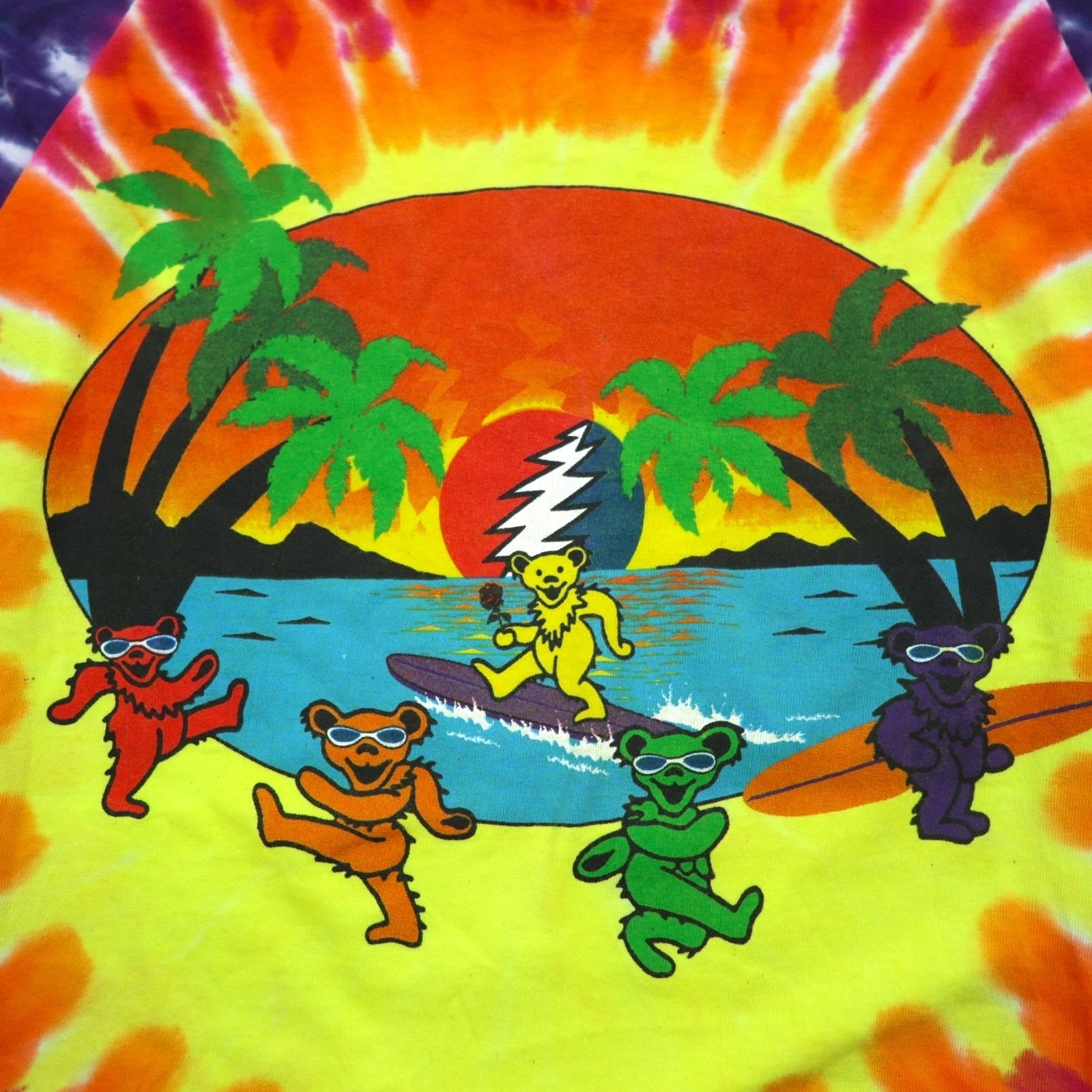 GRATEFUL DEAD T-shirt a maniche lunghe Tie-Dye con orso danzante, taglia M, multicolore, marca DELTA, Grateful Dead