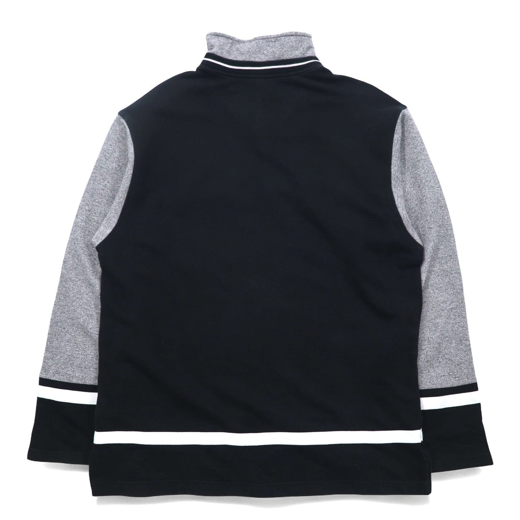 Champion USA anni '90, maglia a girocollo con mezza zip, prodotta in Italia, oversize (XL), colore grigio, in cotone, logo script ricamato, toppa.