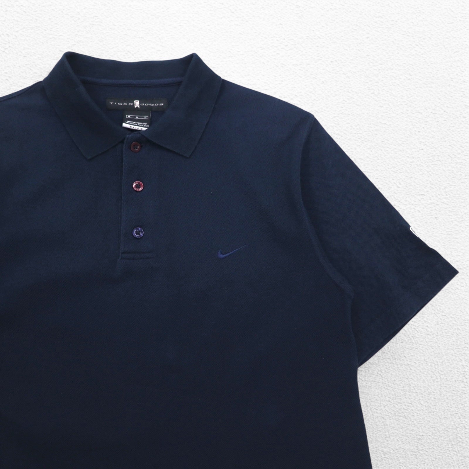 NIKE ドライフィット ポロシャツ M ネイビー コットン 鹿の子 TIGER WOODS タイガーウッズ スウォッシュ