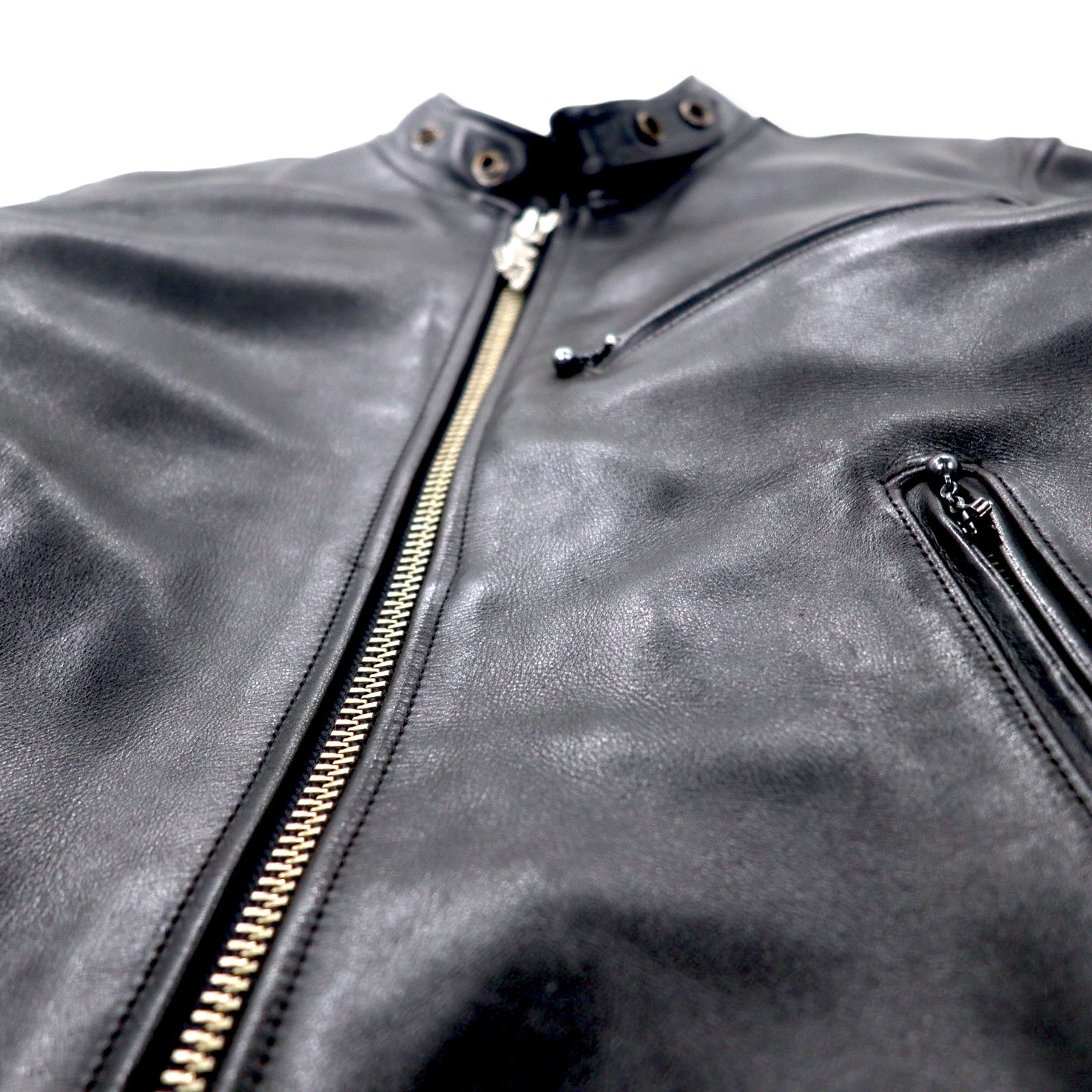 HARLEY DAVIDSON Giacca in pelle da motociclista singola M Nera Pelle bovina Fodera trapuntata 40192