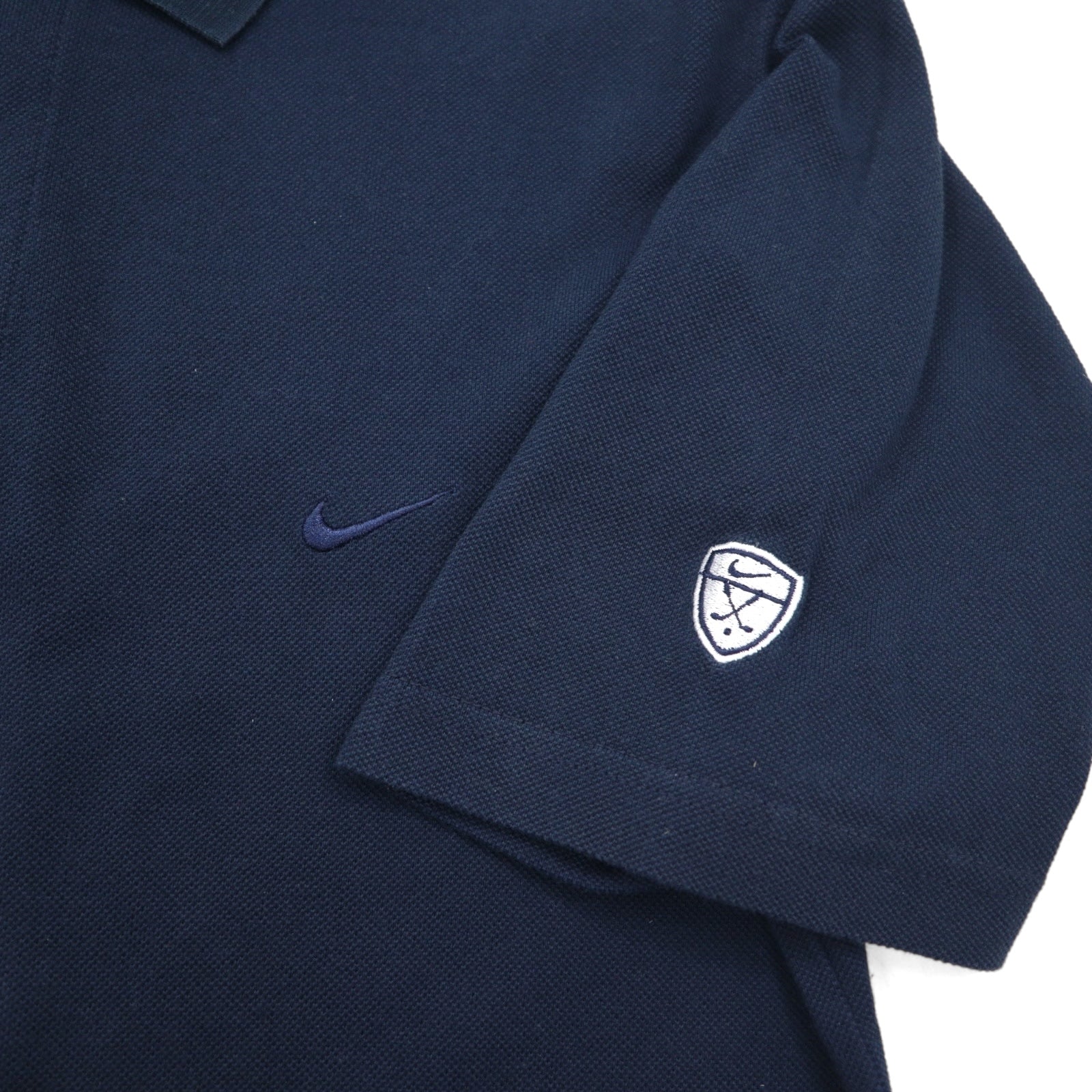 NIKE ドライフィット ポロシャツ M ネイビー コットン 鹿の子 TIGER WOODS タイガーウッズ スウォッシュ