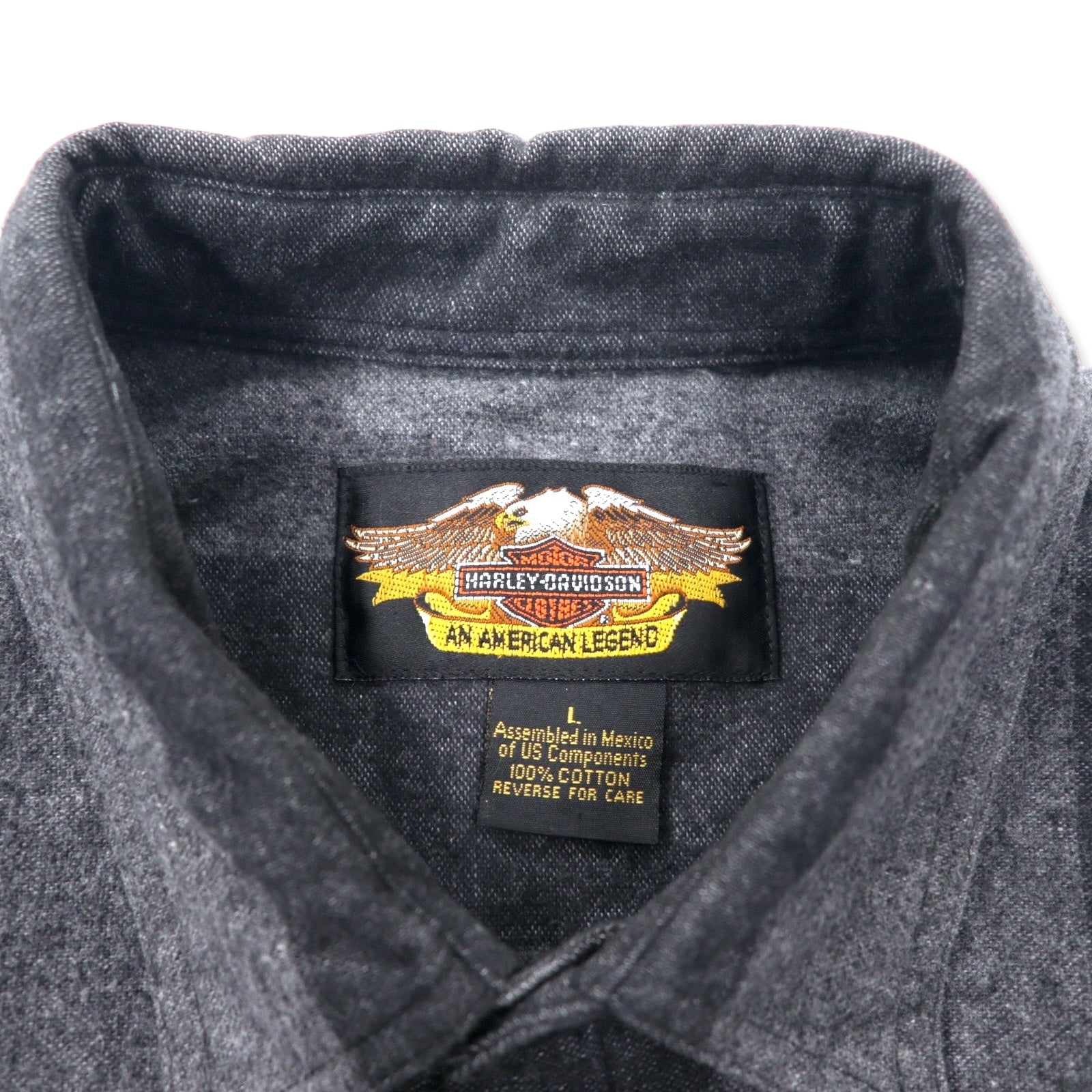 HARLEY DAVIDSON Camicia da Lavoro in Flanella L Grigio Righe Cotone Prodotta in Messico
