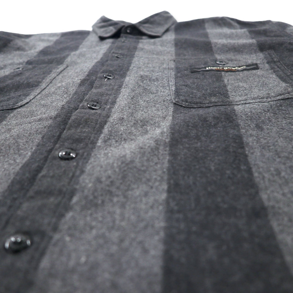 HARLEY DAVIDSON Camicia da Lavoro in Flanella L Grigio Righe Cotone Prodotta in Messico
