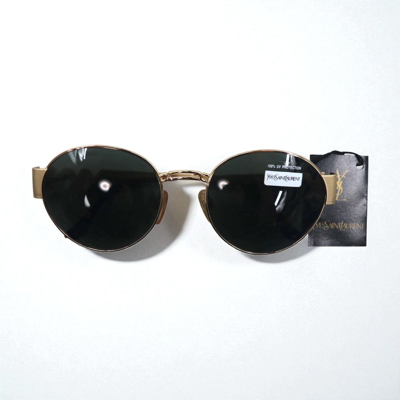YVES SAINT LAURENT イタリア製 ボストン サングラス ゴールド メタルフレーム ラウンド 6037 Y101 135 未使用品 ヴィンテージ