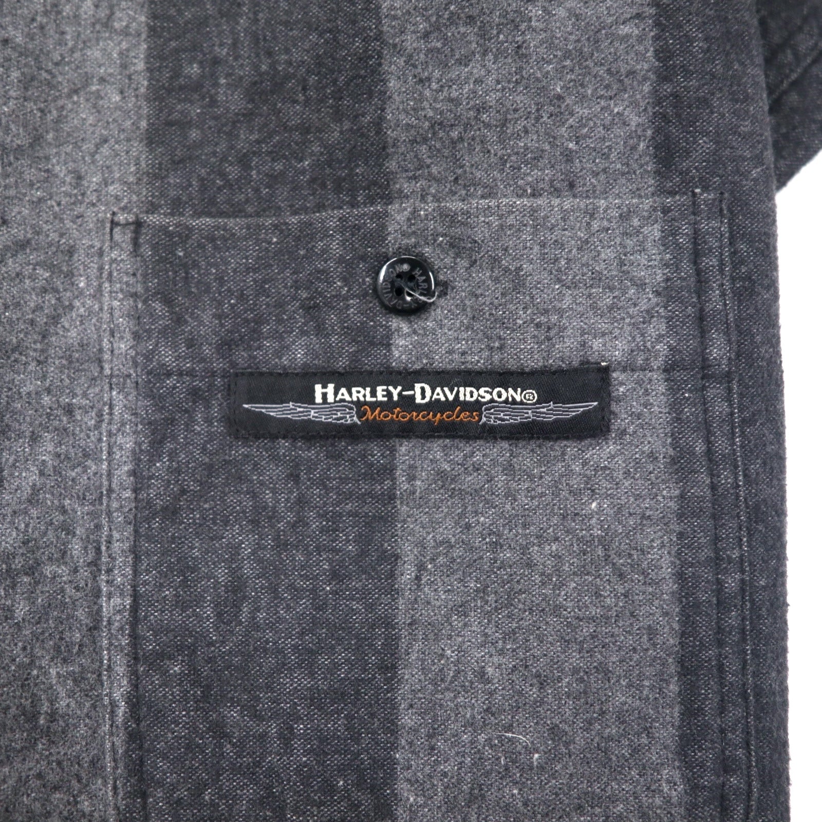 HARLEY DAVIDSON Camicia da Lavoro in Flanella L Grigio Righe Cotone Prodotta in Messico
