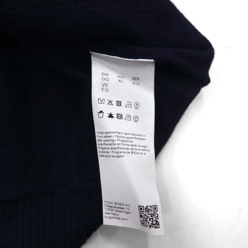 HUGO BOSS トルコ製 ハーフジップ ニット セーター XL ネイビー ウール 羊毛