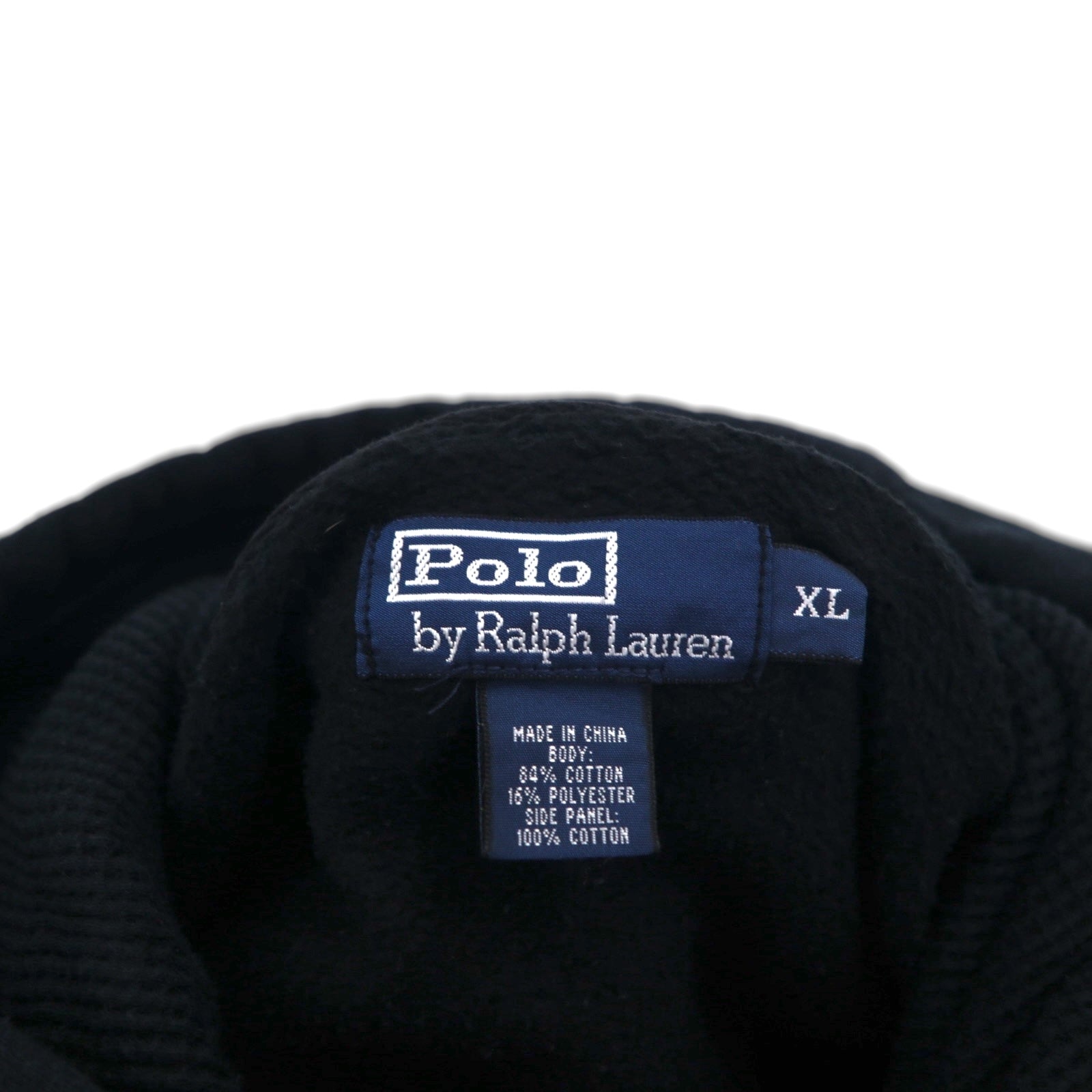Polo Ralph Lauren 90年代 リバースウィーブ 前V プルオーバー パーカー XL ブラック エンブレム ロゴ 刺繍