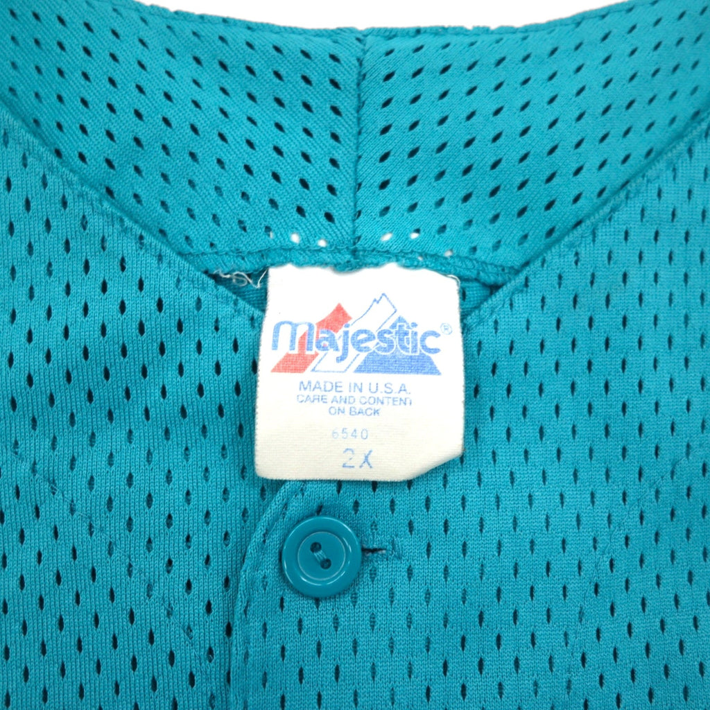 majestic 90年代 USA製 MiLB メッシュ ベースボールシャツ 2X ブルー Sea Dogs ナンバリング