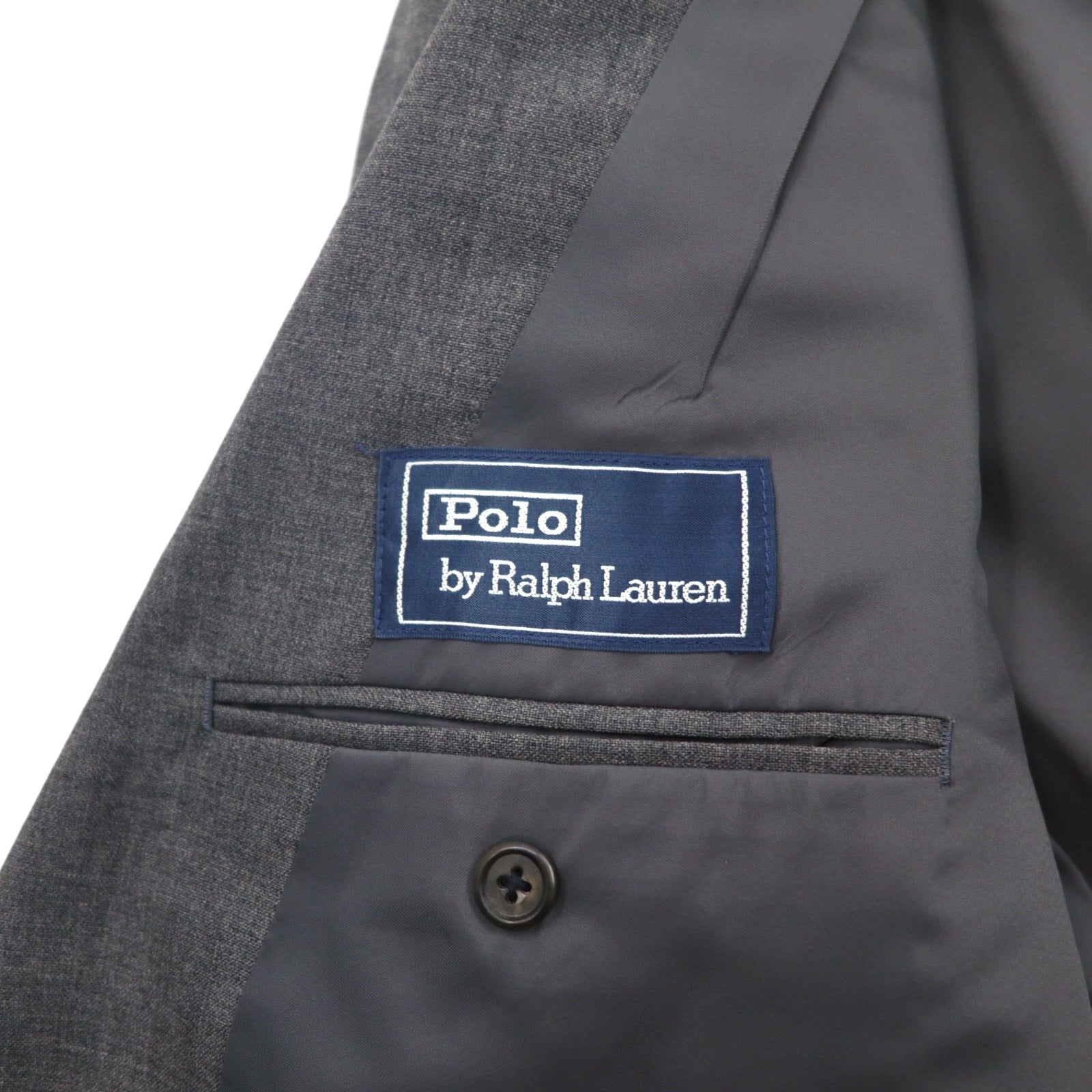 Polo Ralph Lauren 80年代 日本製 ピークドラペル ダブルブレスト セットアップ スーツ M グレー 金ボタン