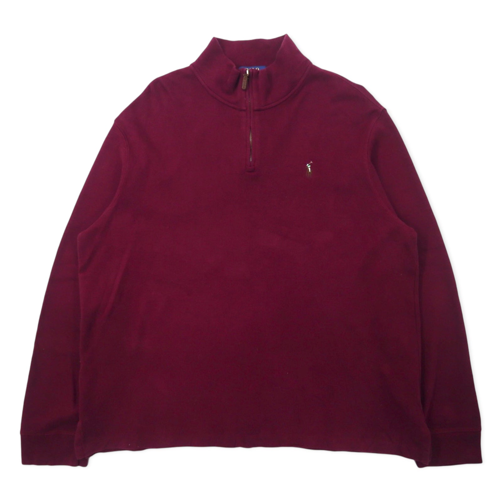 POLO RALPH LAUREN felpa con mezza zip, XL, viola, cotone ESTATE RIB, ricamo piccolo pony